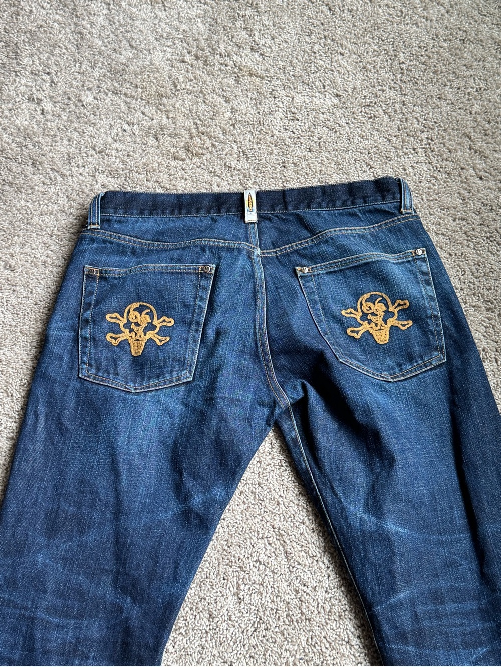 RARE Billabong Boys Club Ice Cream embroidered distressed Jeans skull medium